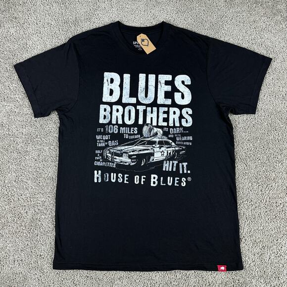 House Of Blue Shirt Mens 2XL Black White Blues Brothers Hit It Short Sleeve NEW - Picture 1 of 12